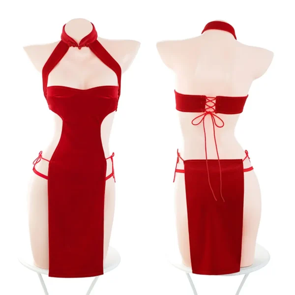 New Year Red Velvet Qipao - 图片 10