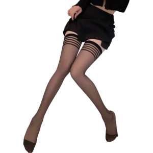Black Striped Thigh-High Stockings