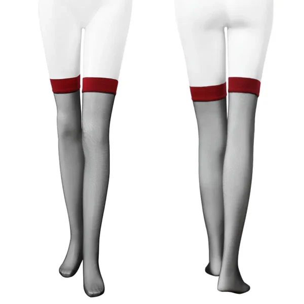 INS Style Black Stockings with Red Trim - 图片 2