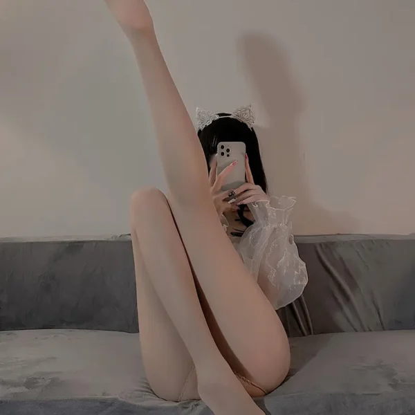 Nude Crotchless Reinforced Pantyhose - 图片 2