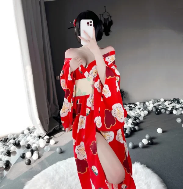 Bright Red Lace Kimono - Image 3