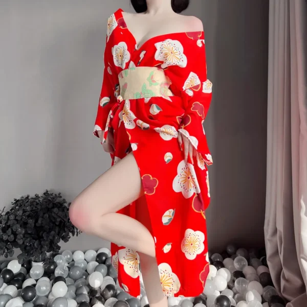 Bright Red Lace Kimono - Image 6
