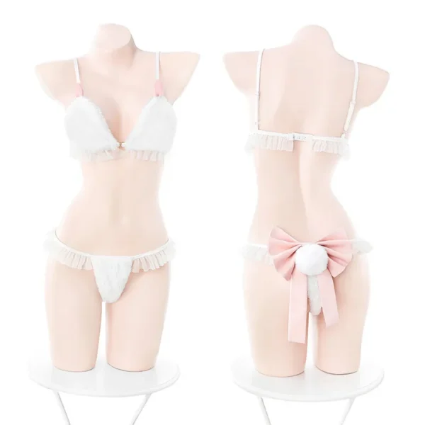 Fluffy Bunny Outfit in Creamy White - Image 3