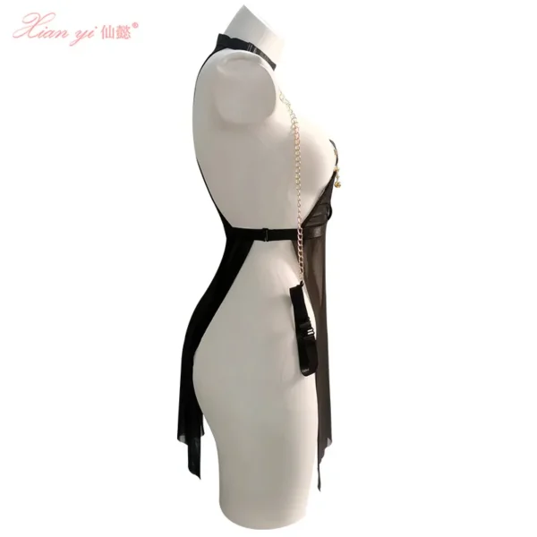 Black Chest-Exposing Outfit - 图片 2