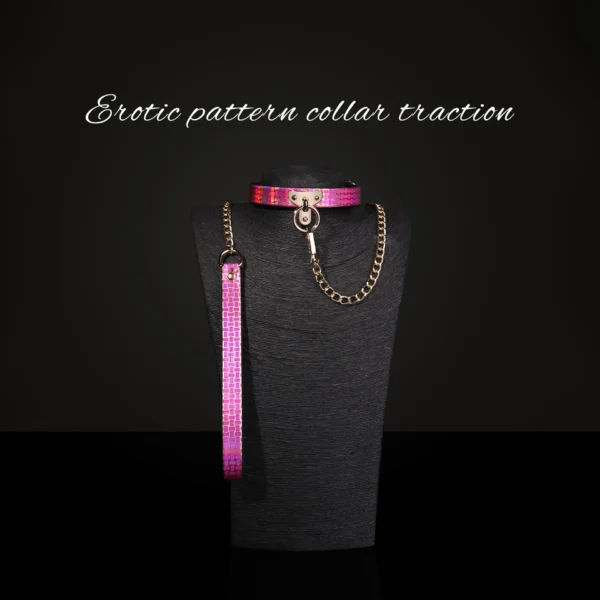 Rose red patterned charm collar - 图片 3