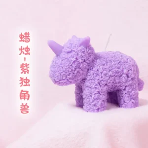 purple unicorn low-temperature candle
