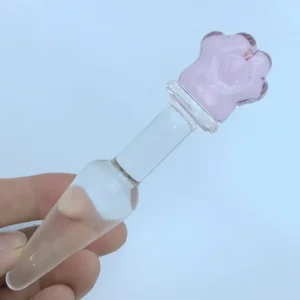 Small glass cat paw masturbation stick