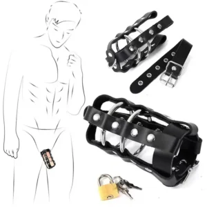 The birdcage ring is fitted with the chastity lock