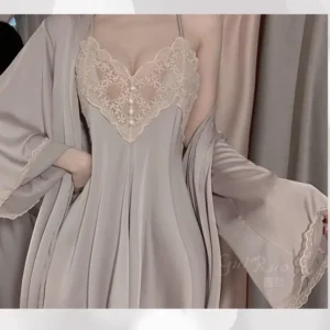 Taro Purple Embroidered Lace Camisole Nightdress