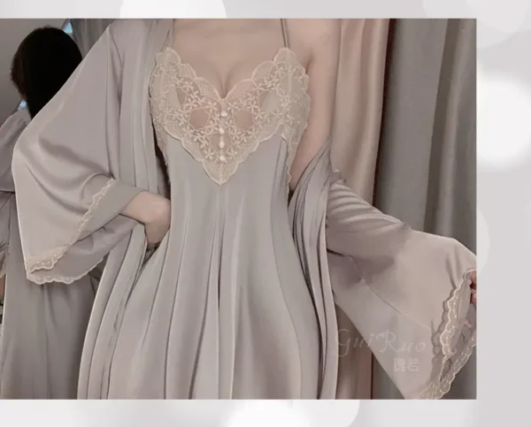 Taro Purple Embroidered Lace Camisole Nightdress
