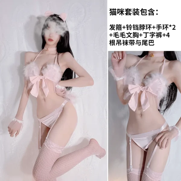 Wuli Rabbit Pink Furry Wild Cat Costume - Image 2