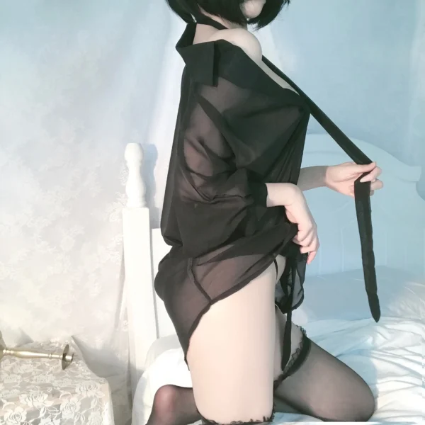 Wuli Rabbit Black Sheer Shirt - Image 4