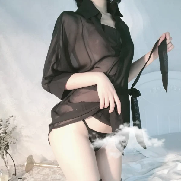 Wuli Rabbit Black Sheer Shirt