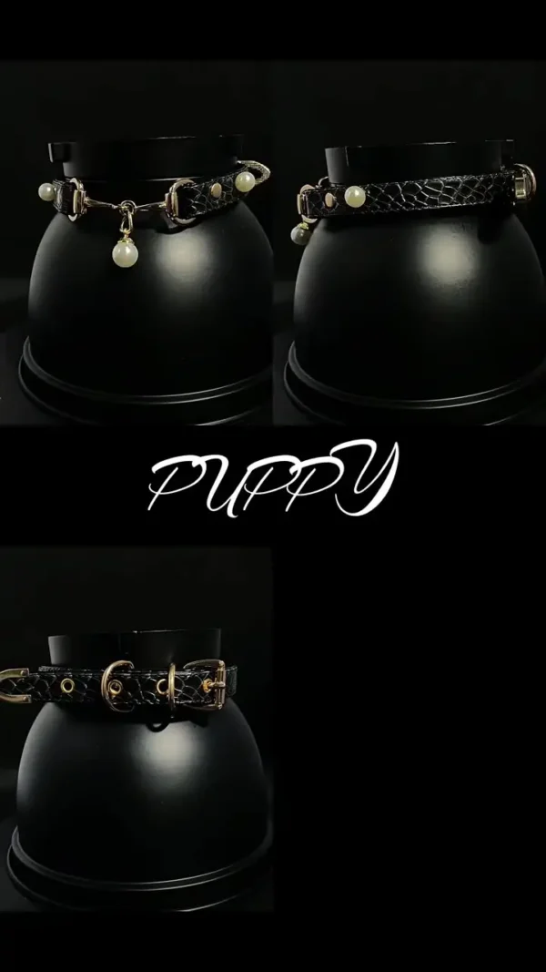 Black Snakeskin Pearl Choker - Image 6