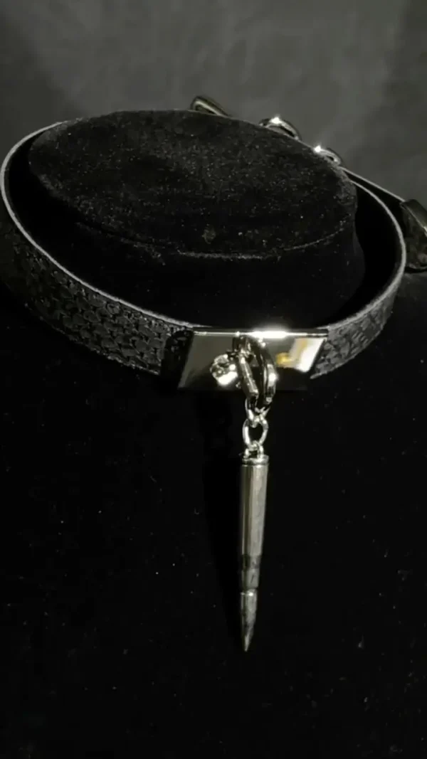 Black Snakeskin Pattern Bullet Choker - Image 10