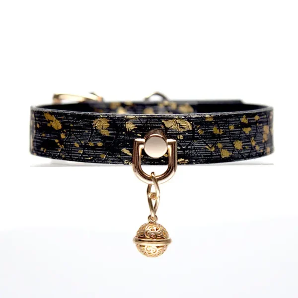 Black Snakeskin with Gold Pattern Bell Choker - Image 5