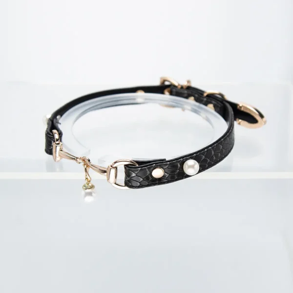 Black Snakeskin Pearl Choker - Image 7