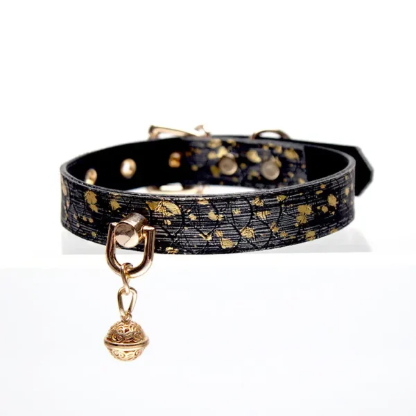 Black Snakeskin with Gold Pattern Bell Choker - Image 3