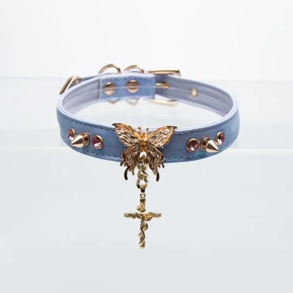 Purple Butterfly Cross Choker - 图片 2