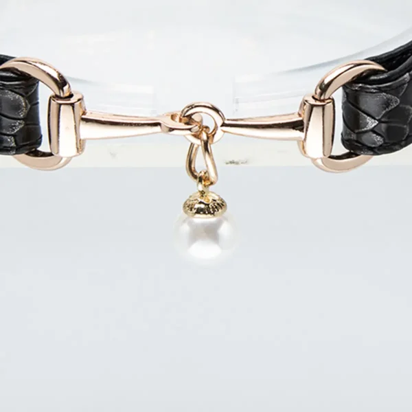Black Snakeskin Pearl Choker - Image 5
