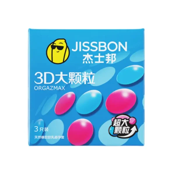 Jissbon 3D Textured Large-Dot Condoms – 3 Pieces
