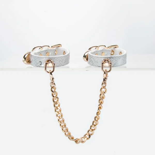 White Snakeskin Handcuffs and Ankle Cuffs