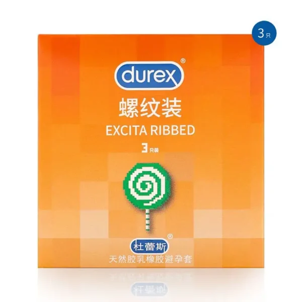 Durex Ribbed Condoms, 3-Pack