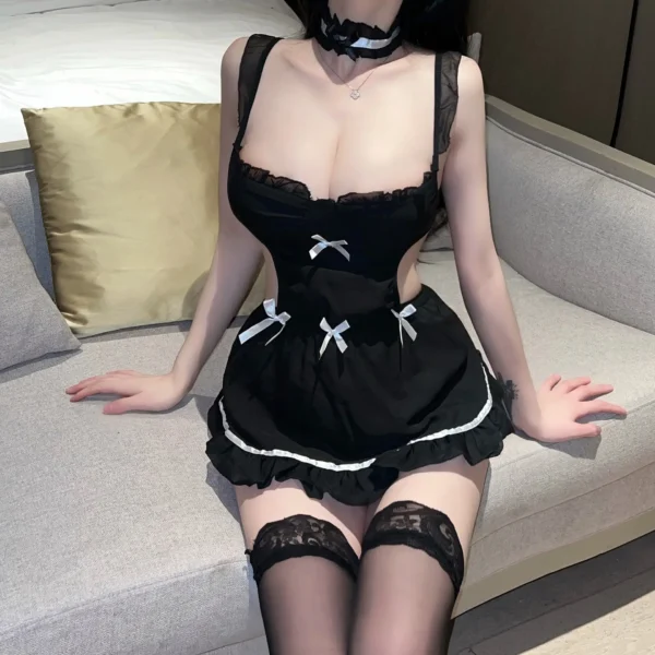 Wuli Rabbit Black Sexy Nightdress Maid Uniform - Image 8
