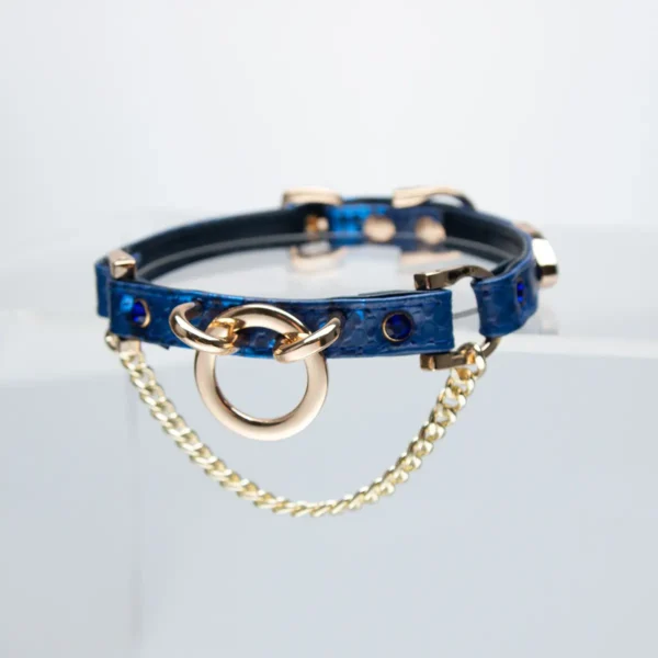 Blue Snake Pattern Chain Punk Choker - Image 4