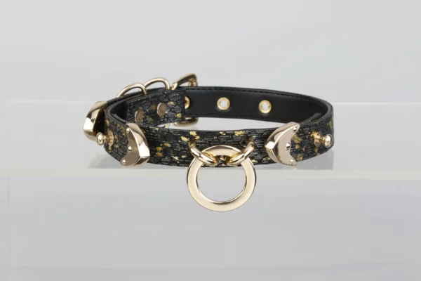 Black and Gold Snakeskin O-Ring Choker