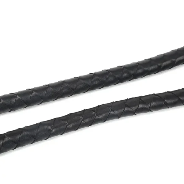 Black Long Queen Rattan Leather Whip - Image 3
