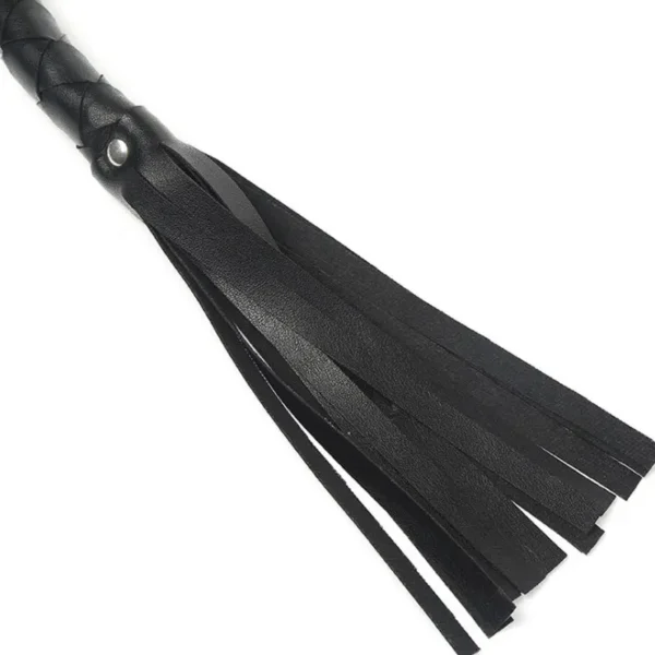 Black Long Queen Rattan Leather Whip - Image 6