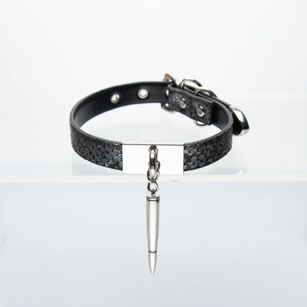 Black Snakeskin Pattern Bullet Choker - Image 7