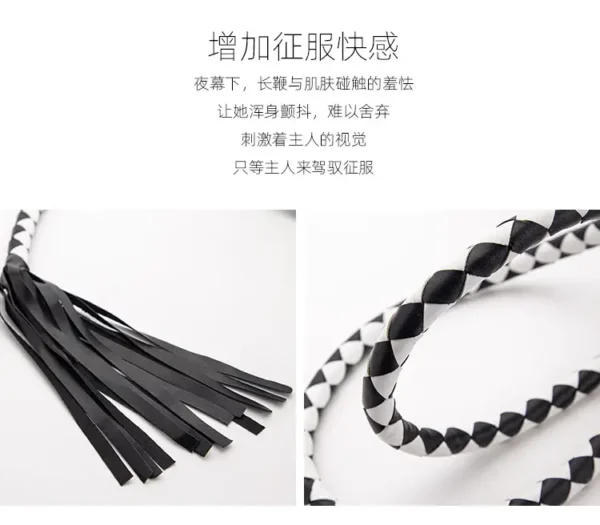 Black & White Leather Queen Soft Whip - Image 12