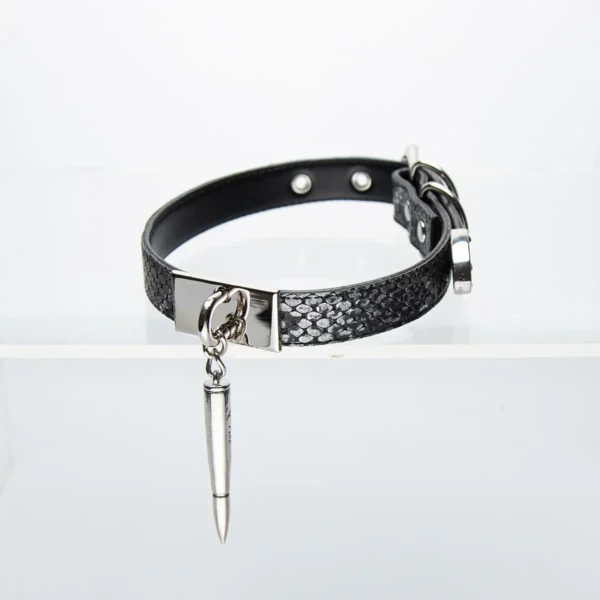 Black Snakeskin Pattern Bullet Choker - Image 8