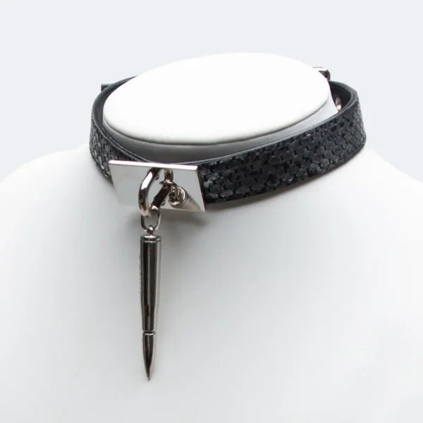 Black Snakeskin Pattern Bullet Choker - Image 6