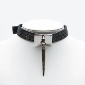 Black Snakeskin Pattern Bullet Choker