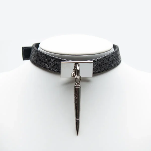 Black Snakeskin Pattern Bullet Choker