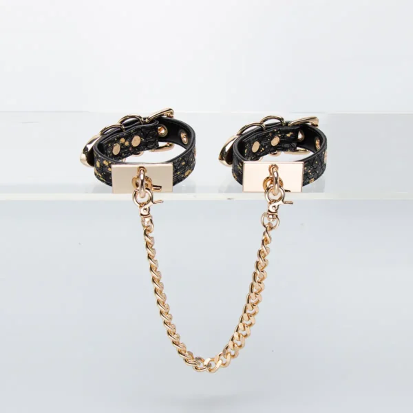 Black and Gold Snakeskin Handcuffs and Ankle Cuffs